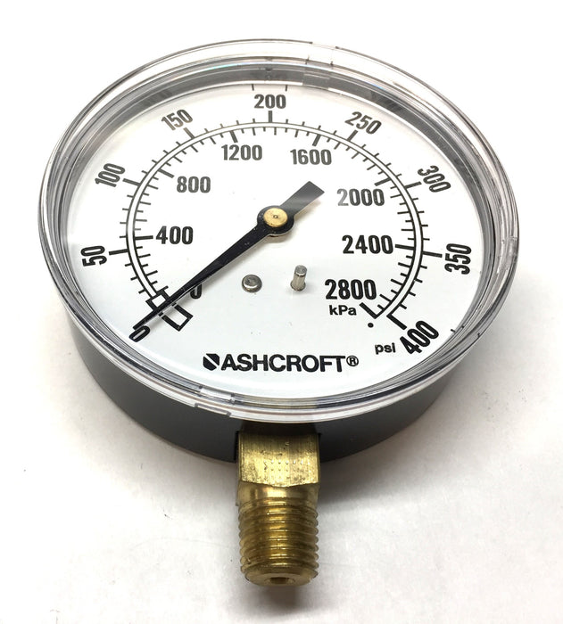 Ashcroft Steel/Polycarbonate/Brass Pressure Gauge 1/4" Lower 35W1005H02LXZC NOS