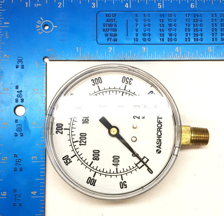 Ashcroft Steel/Polycarbonate/Brass Pressure Gauge 1/4" Lower 35W1005H02LXZC NOS