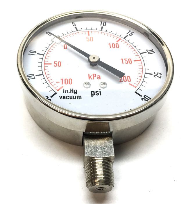 Unbranded 3-1/2" Compound Gauge 304SS Case w/316SS Tube and Socket 4FMP5A NOS