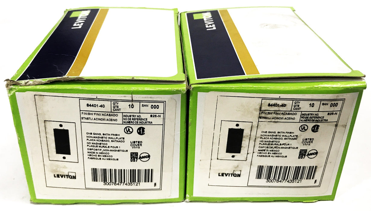 Leviton Stainless Steel 1-Gang Wall Plate 104-84401-40 [Lot of 20] NOS