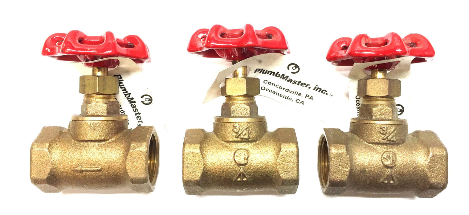 PlumbMaster 3/4" Stop Valve w/ Threaded Ends 55626 [Lot of 3] NOS