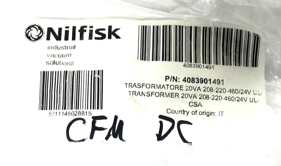 Nilfisk 20VAC 208-220-460/24V Transformer 4083901491 NOS