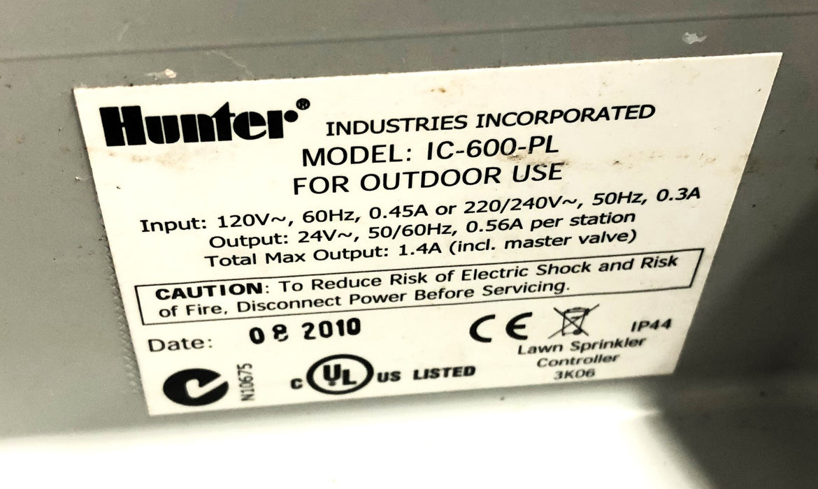 Hunter 24 Station I-Core Sprinkler Irrigation Timer Controller IC-600-PL USED
