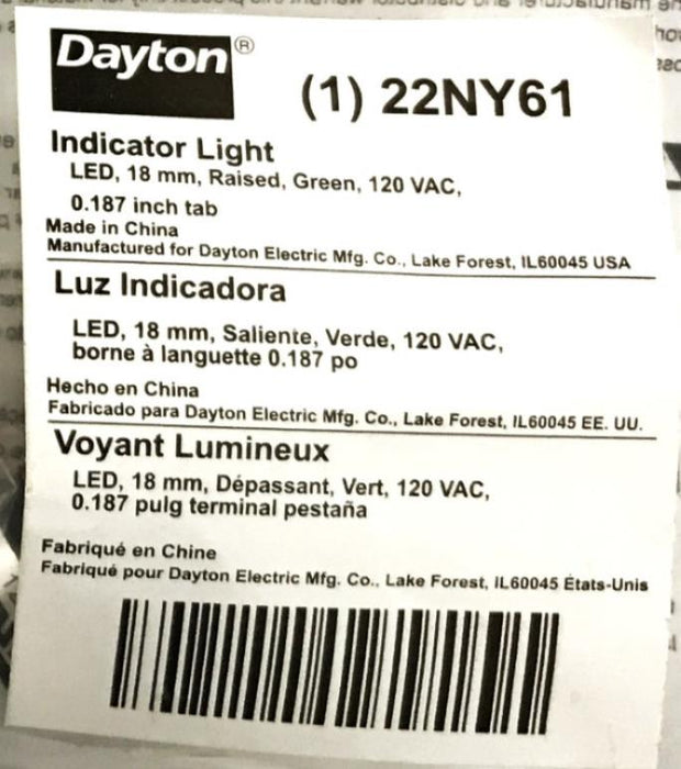 Dayton Raised Indicator Light Green 22NY61 [Lot of 2] NOS