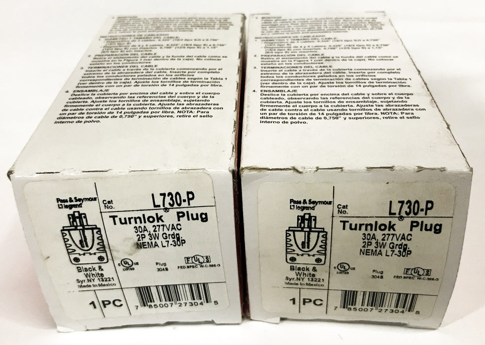 Pass & Seymour Turn Lock Plug L730-P [Lot of 2] NOS