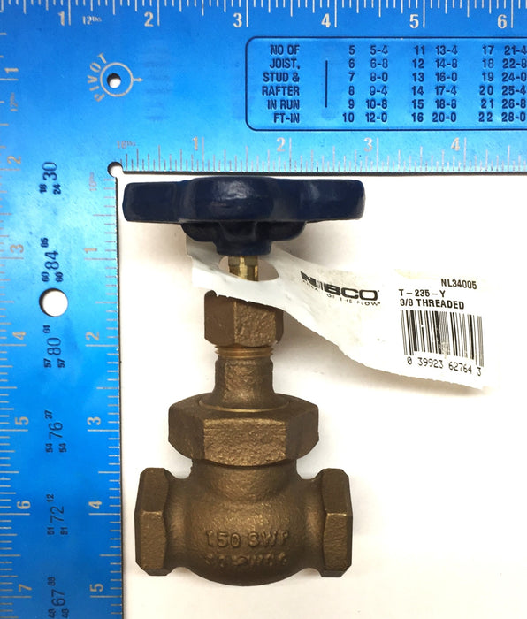 NIBCO 3/8" 150SWP Stop Valve with Threaded Ends T-235-Y (NL34005) NOS
