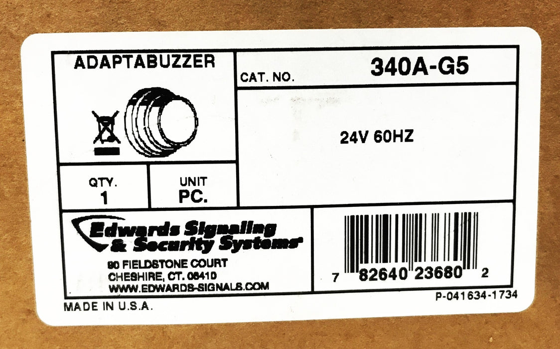 Edwards Signaling 24 Volt Adaptabuzzer 340A-G5 NOS