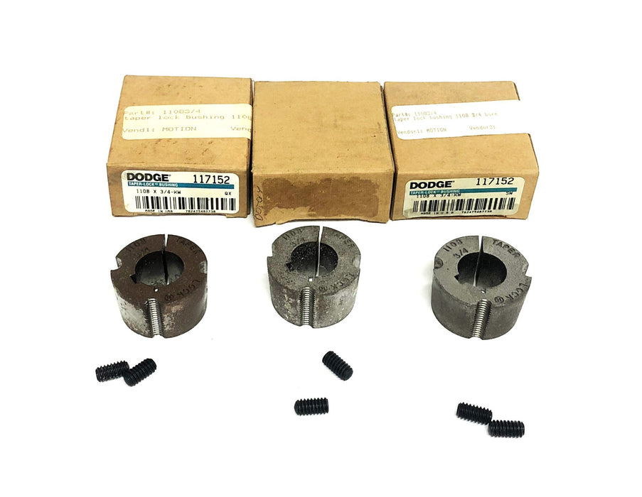 Dodge Taper-Lock Split Bushing 1108X3/4 KW (117152) [Lot of 3] NOS
