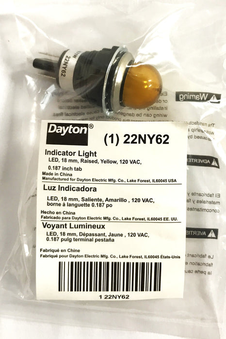 Dayton Raised Indicator Light Yellow 22NY62 [Lot of 2] NOS