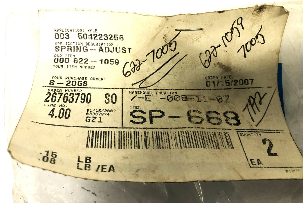 LPM Spring For Yale Forklift 504223256 [Lot of 2] NOS