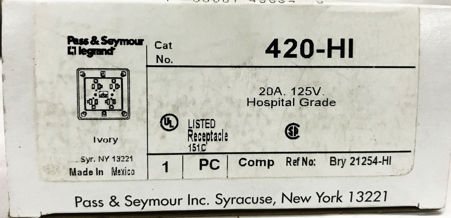 Pass & Seymour 2-Pole 20A 125V Quad Receptacle 420-HI NOS