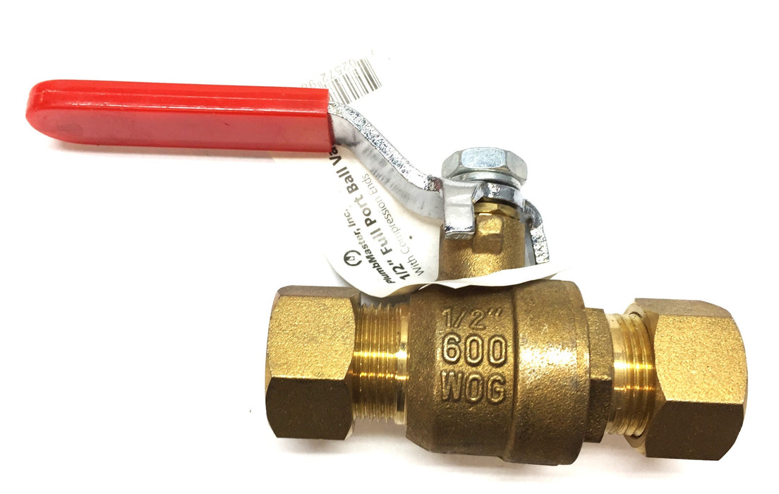 PlumbMaster 1/2" Full-Port Ball Valve with Compression Ends 98023 [Lot of 3] NOS