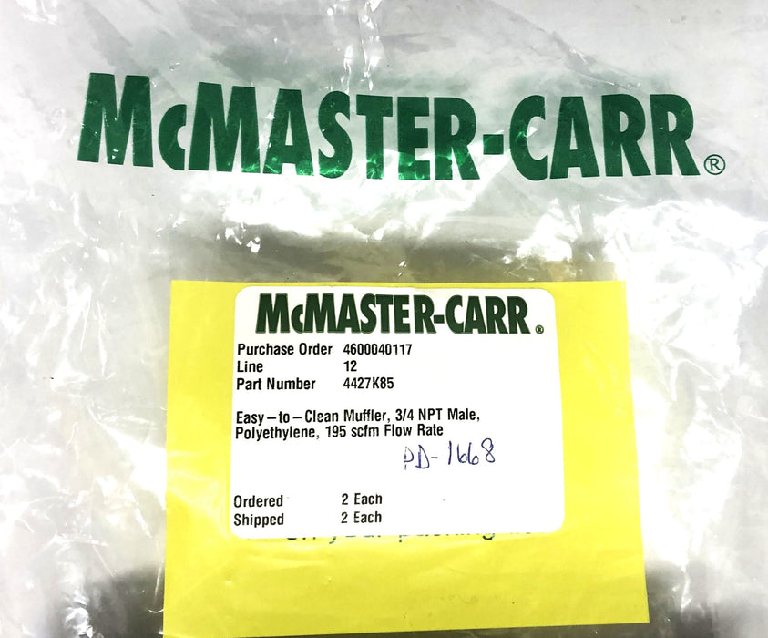 McMaster-Carr 3/4IN NPT Male Polyethylene 195SCFM Flow Rate Muffler 4427K85 NOS