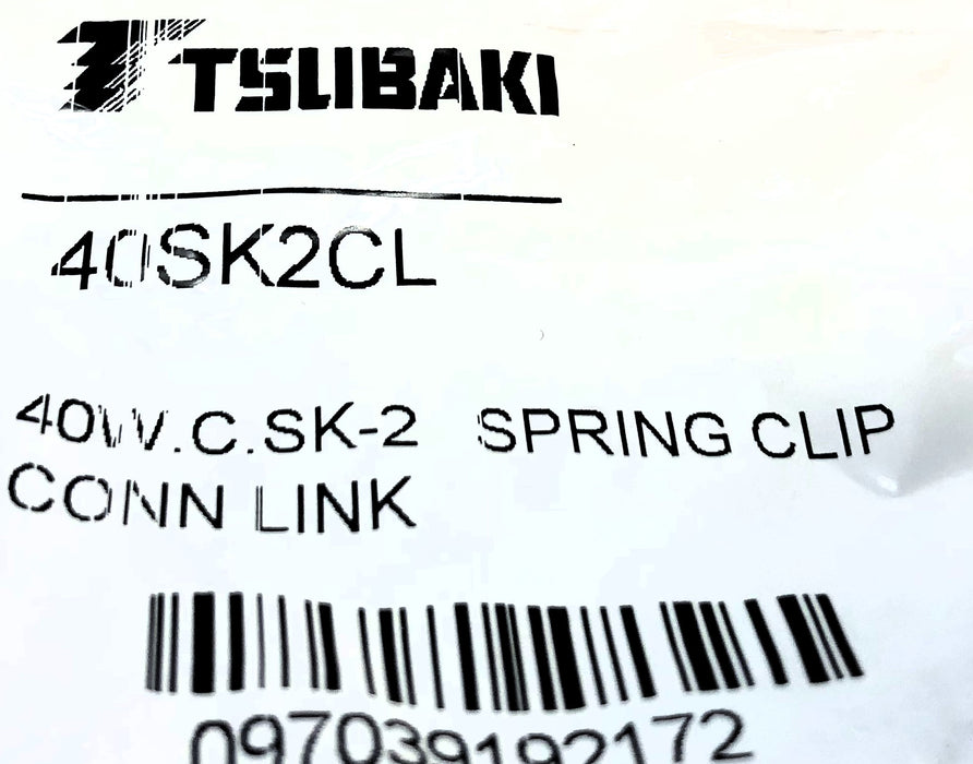 Tsubaki Spring Clip Connection Link 40SK2CL [Lot of 2] NOS