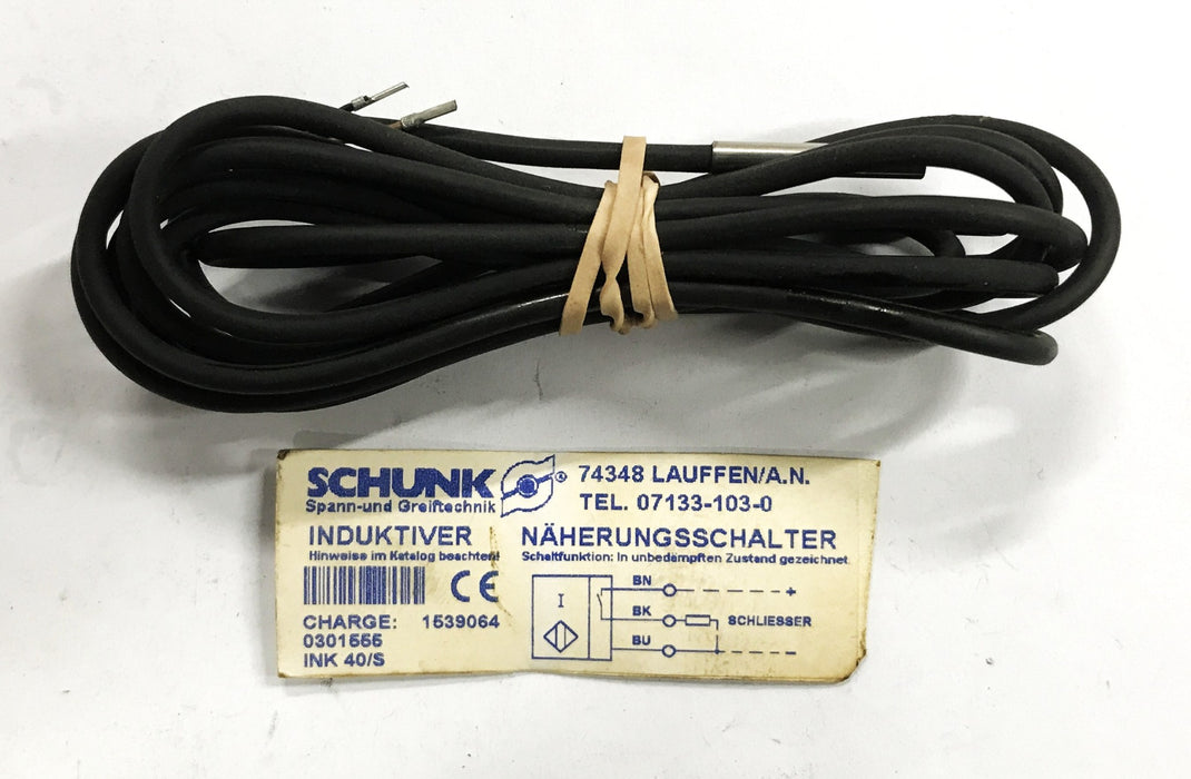 Schunk Inductive Proximity Sensor 0301555/40-S NOS