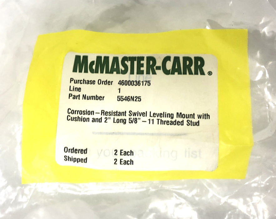 McMaster-Carr 5/8-11x2 Inch 2-1/2 Inch Base SS Non-Skid Level-It NSSW-3 NOS