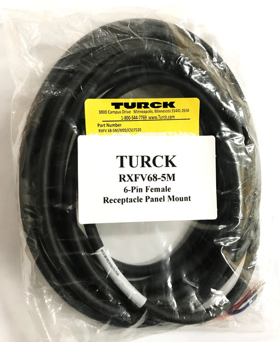 TURCK 6-Pin Female Receptacle Panel Mount RXFV68-5M NOS