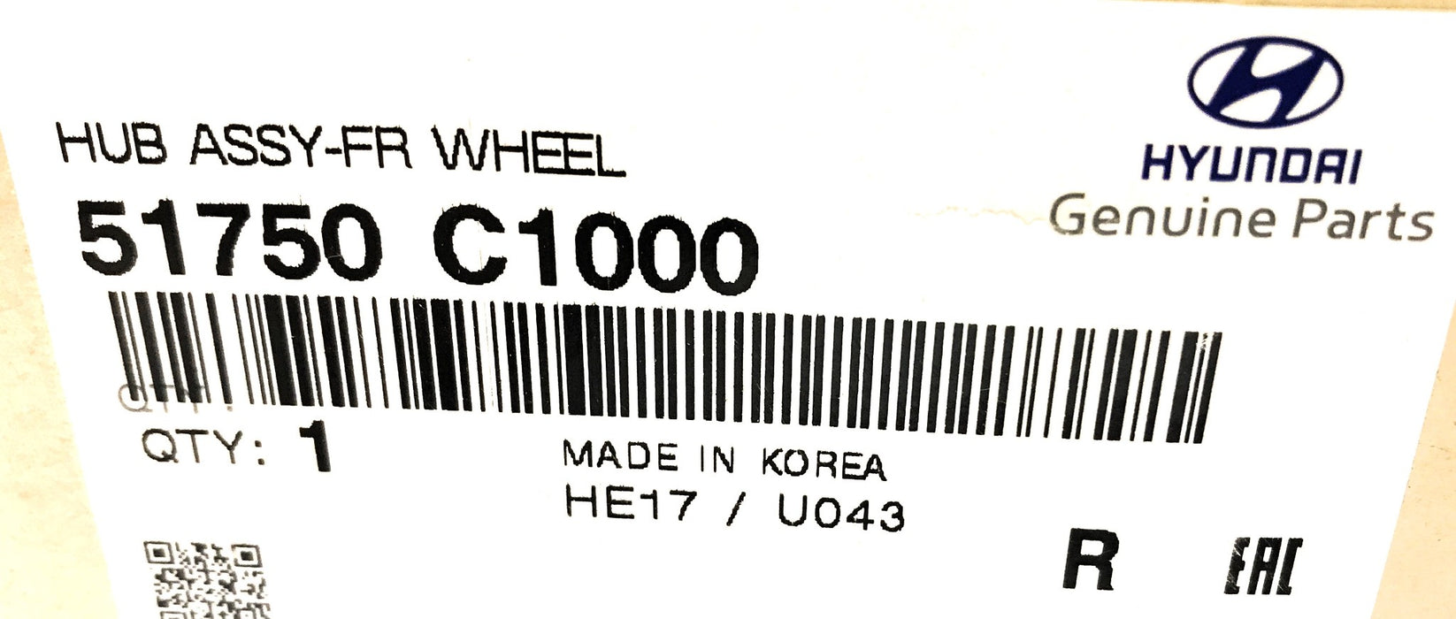 Hyundai Front Wheel Hub Assembly 51750 C1000 (51750C1000) (NOS)