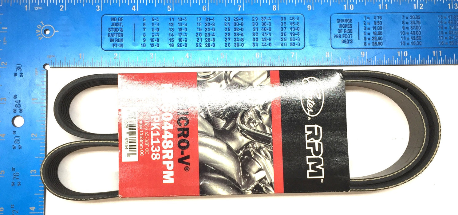Gates RPM Micro-V Serpentine Belt K060448RPM (6PK1138) NOS