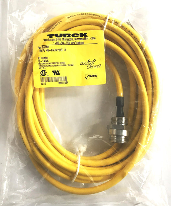 TURCK Front Mount Actuator and Sensor Receptacle RXFV40-6M/M20/S717 NOS