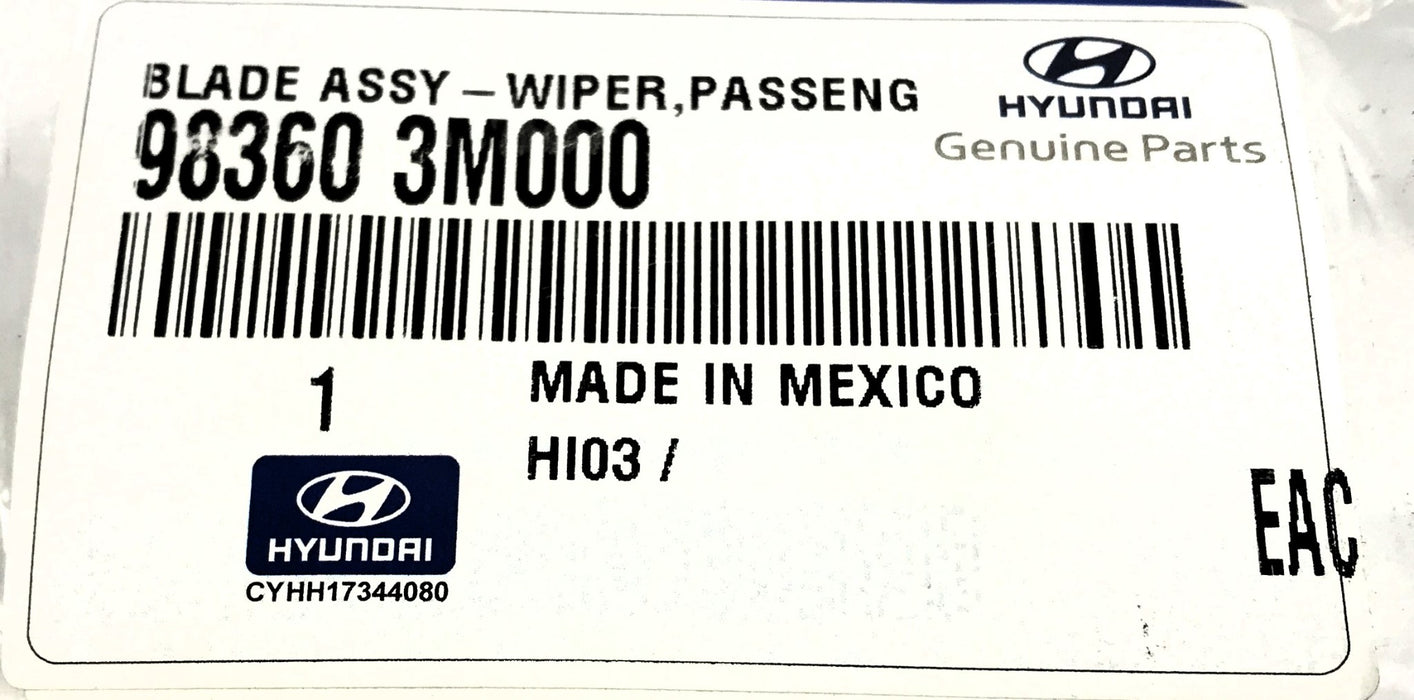 Hyundai Passenger Side Wiper Blade 98360 3M000 (983603M000) NOS
