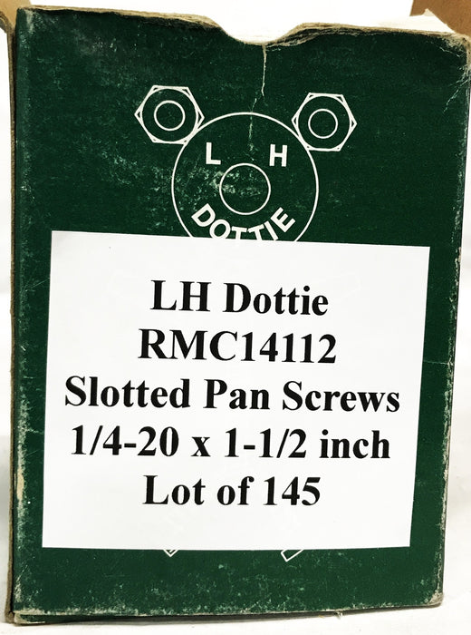 LH Dottie 1/4-20 x 1-1/2 inch Slotted Pan Screws  [Lot of 145] NOS