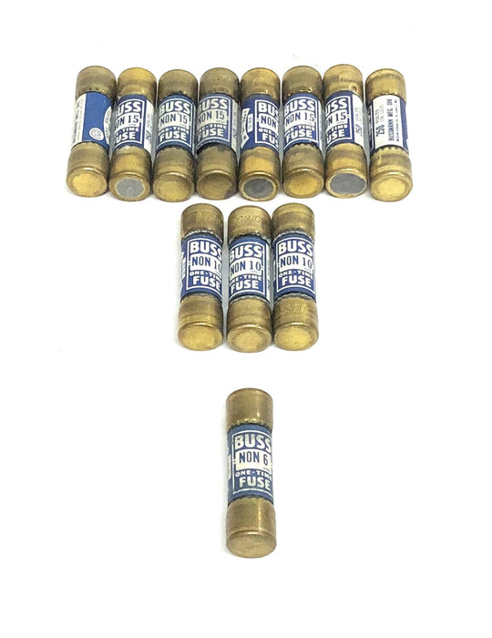 Bussmann 250V Fuses NON-15/NON-10/NON-6 [Lot of 12] NOS