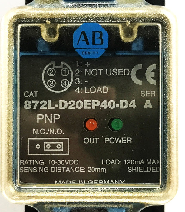 Allen-Bradley Inductive Proximity Sensor 872L-D20EP40-D4 NOS