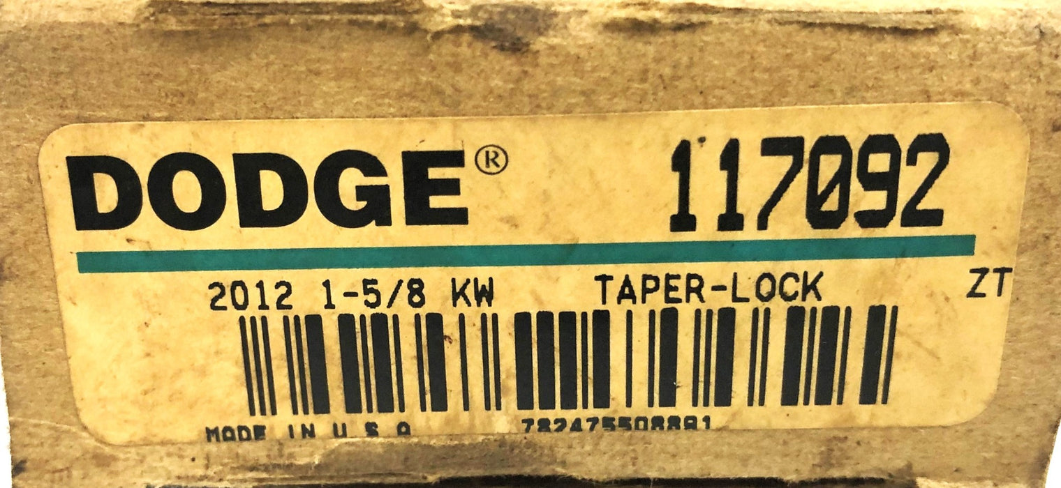 Dodge Split Taper-Lock Bushing With Set Screws 2012X1-5/8 KW (117092) NOS
