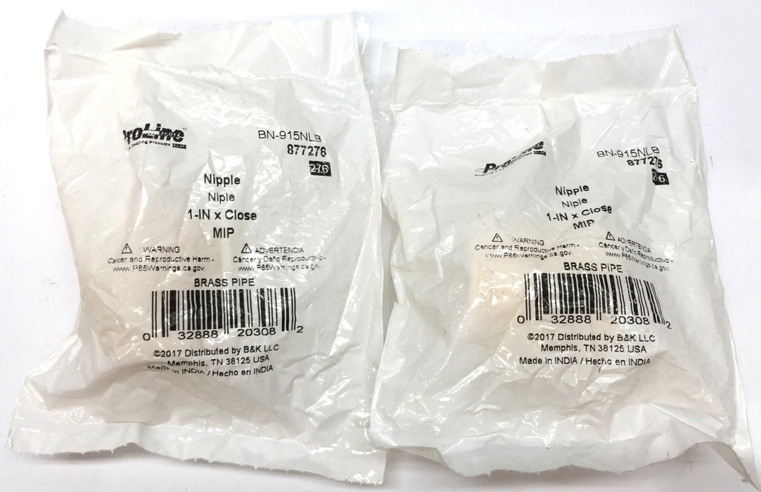 Proline 1" x Close Threaded Male Adapter Nipple BN-915NLB(877276) [Lot of 2] NOS