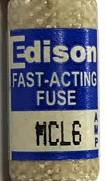 Edison 6amp Fast Acting Fuse MCL6 [Lot of 7] NOS