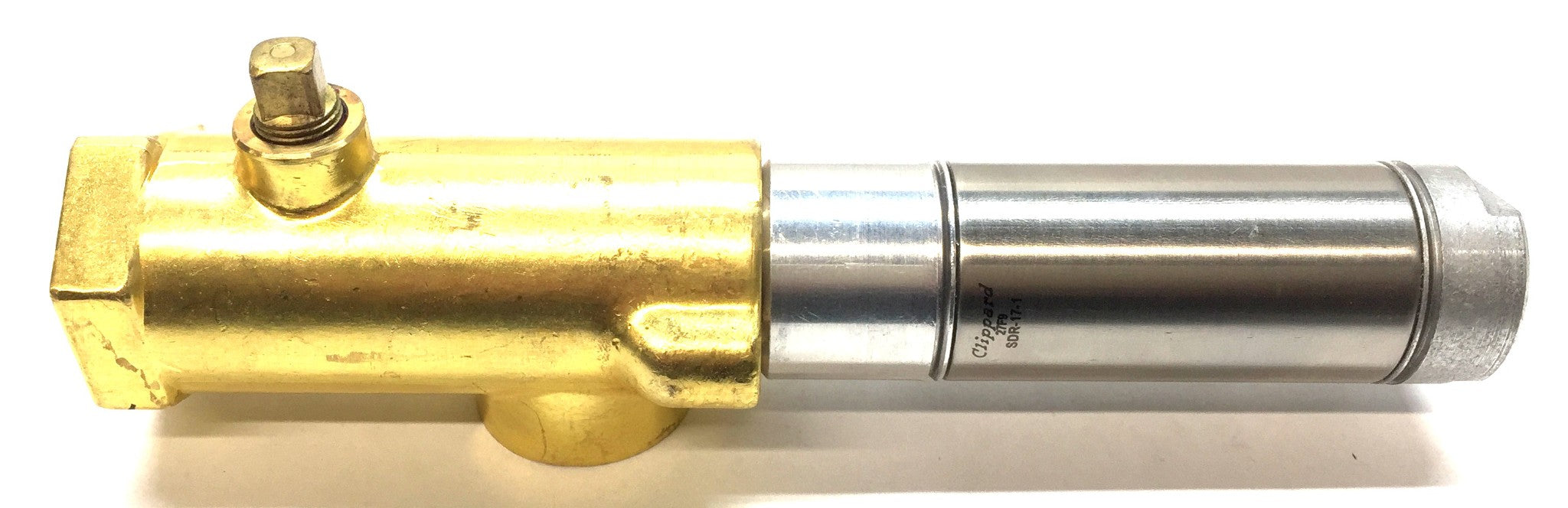 Clippard Pneumatic Cylinder SDR-17-1 w/1" Outlet Brass Auto Drain NOS