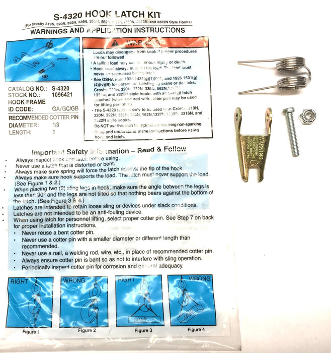 Crosby Hook Latch Kit S-4320 [Lot of 2] NOS