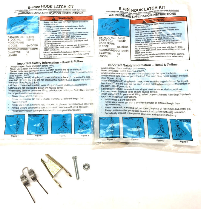 Crosby Hook Latch Kit S-4320 [Lot of 2] NOS