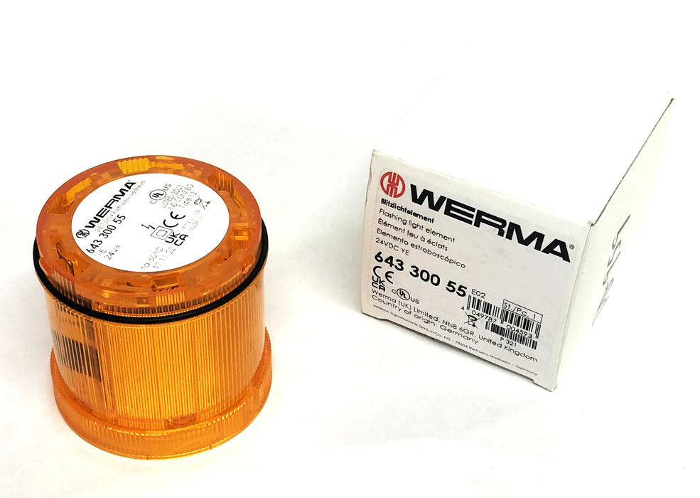 Werma 24VDC Amber Flashing Light Element 643 300 55 NOS
