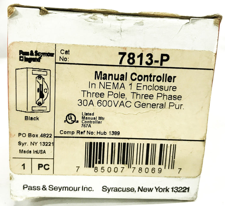 Pass & Seymour 3-Pole 3-Phase Manual Controller 7813-P NOS