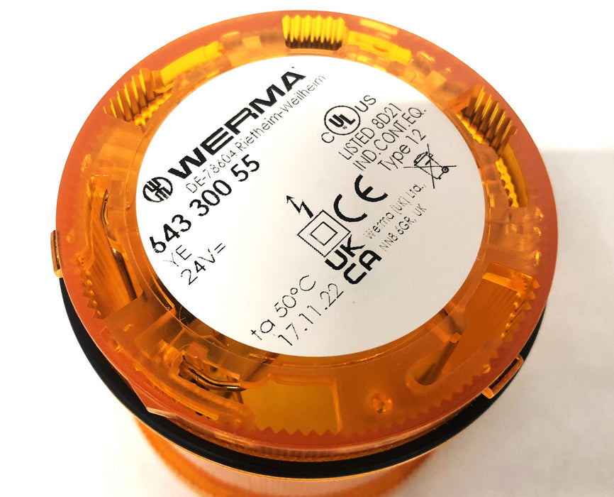 Werma 24VDC Amber Flashing Light Element 643 300 55 NOS