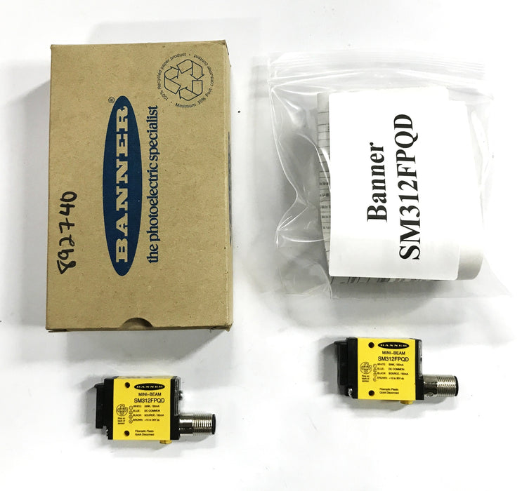 Banner Photoelectric Mini Beam Sensor SM312FPQD [Lot of 2] NOS
