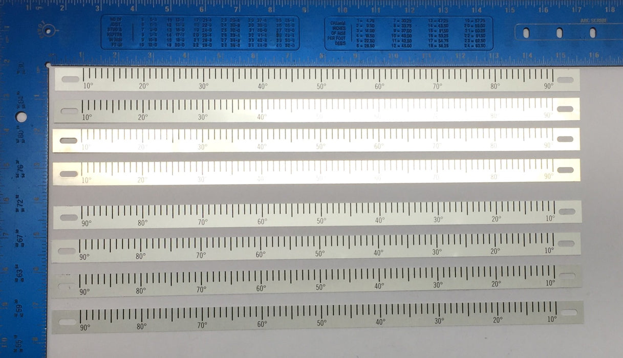 Unbranded 15.5" Angle 10-90 Degree Scale w/Mounting Holes (R/L) [Lot of 8] NOS