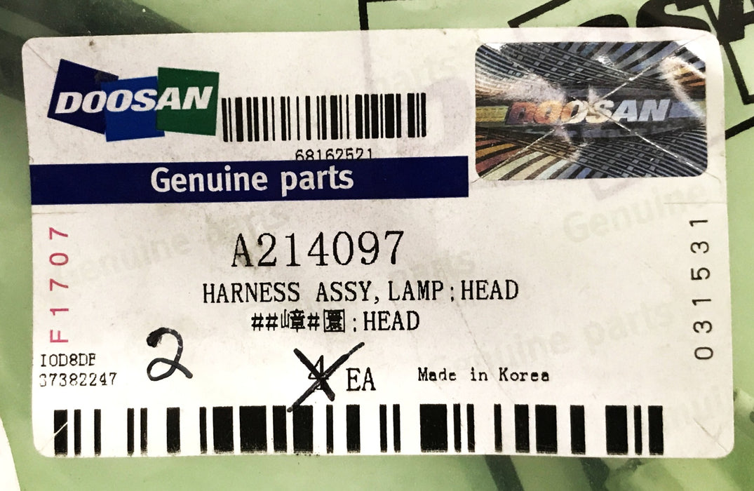 Doosan Daewoo Forklift Lamp Harness Assembly A214097 [Lot of 2] NOS