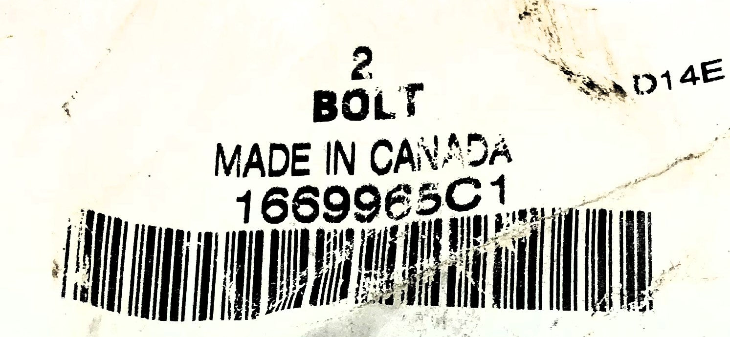 International Pack of (2) Hex Head Bolt 1669965C1 NOS