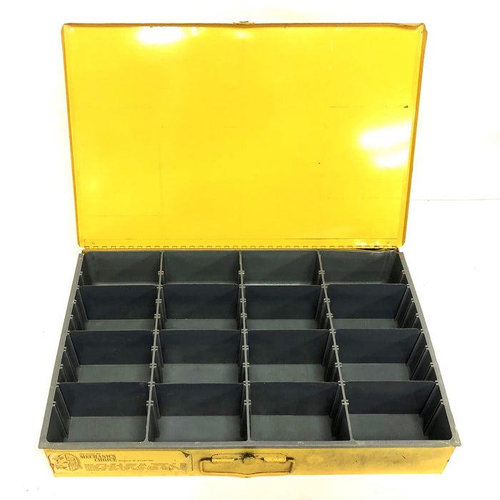 Mechanic's Choice Metal Tool Case With Dividers Broken Latch 18x12x3 Inch USED