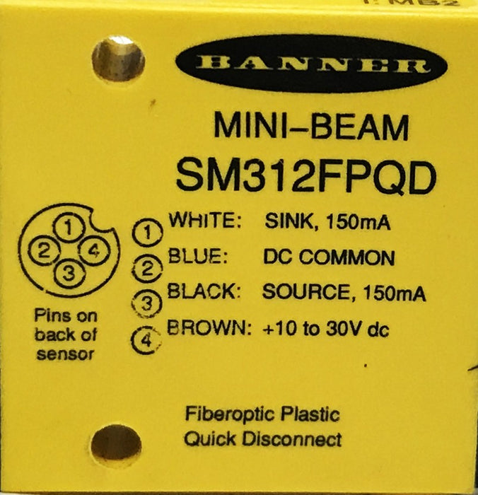 Banner Photoelectric Mini Beam Sensor SM312FPQD [Lot of 2] NOS