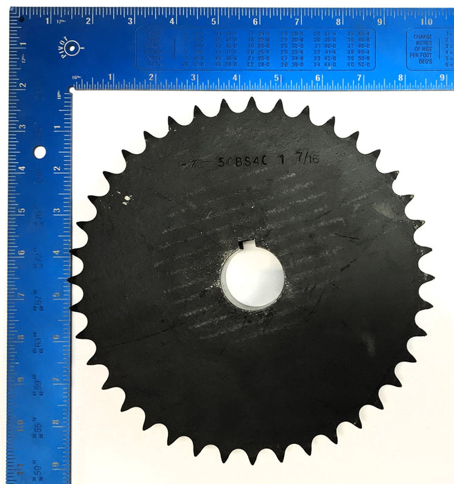 Martin 1-7/16" Bore 5/8" Pitch Roller Chain Sprocket W/ Keyway 50BS40 NOS