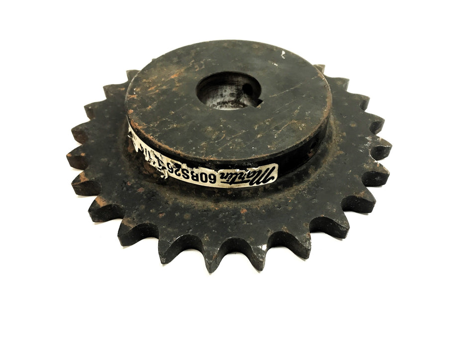 Martin 1-1/4" Bore 3/4" Pitch Roller Chain Sprocket W/ Keyway 60BS26 USED