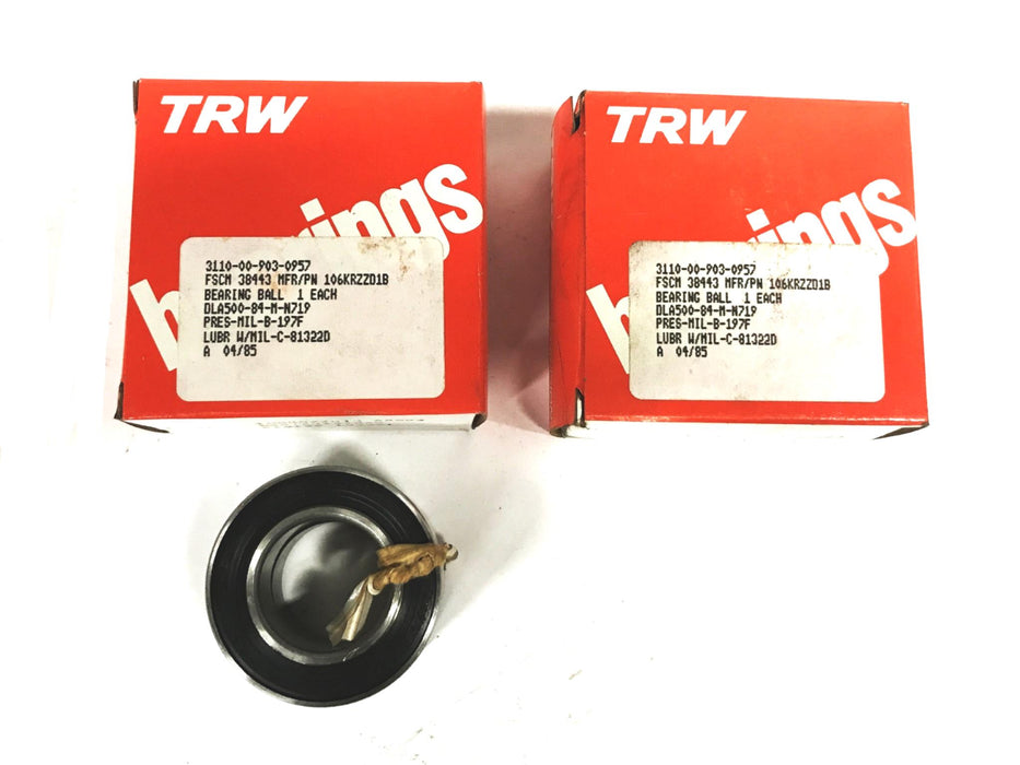 TRW/MRC Double Sealed Ball Bearing Set 106KRZZDIB [Lot of 2] NOS