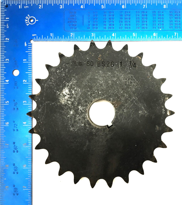 Martin 1-1/4" Bore 3/4" Pitch Roller Chain Sprocket W/ Keyway 60BS26 USED