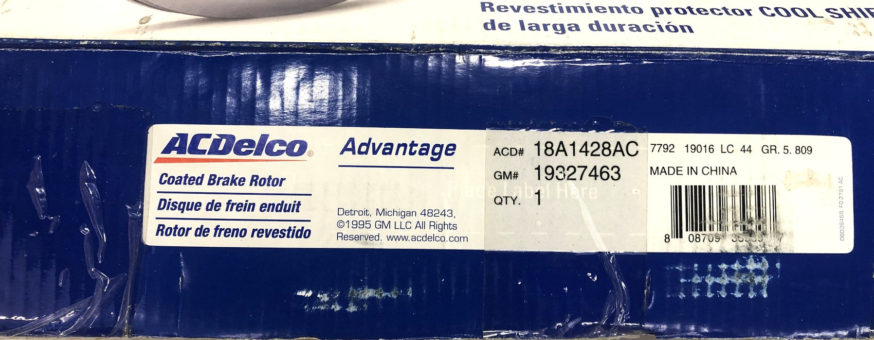 AC Delco Coated Brake Rotor 18A1428AC NOS