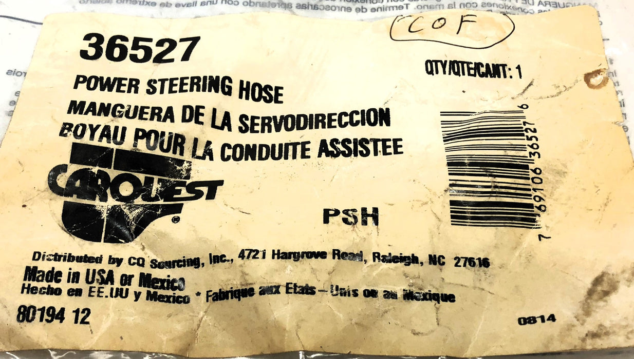 Carquest Power Steering Return Line Hose Assembly 36527 NOS