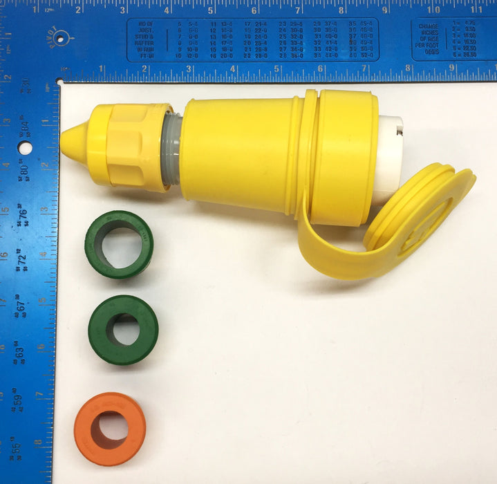Daniel Woodhead Watertite 3-Phase 480V Yellow Connector 1301470108 (29W76) NOS
